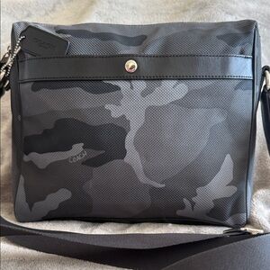 Coach Gray and Black Camouflage Messenger Bag